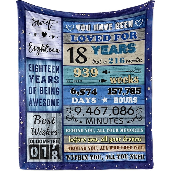 18th Birthday Gifts for Girls Boy, 18 Year Old Girl Boys Birthday Gifts Blanket 60"X50", 18th Birthday Decorations for Girls Boy Throw Blanket, Best Gifts Idea for 18 Year Old Girl Boy