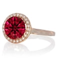 thumbnail image 2 of 1.25 Carat 6mm Round Cut Halo Classic Moissanite Diamond And Red Ruby Engagement Ring on 10k Rose Gold, 2 of 2