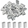 thumbnail image 2 of General Purpose Cable Fixtures, Easy to Use Wire Rope Aluminum Sleeves with Aluminum Crimping Loop Sleeve, Silver Tone (50 Pieces), 2 of 5