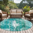 thumbnail image 4 of Summer Coastal Round Area Rug 6Ft Washable Circle Rugs for Bathroom Office, Ocean Compass Starfish Shell Conch Blue Green Non-Slip Carpet Floor Mats Indoor Outdoor Carpet Runner Aesthetic Home Decor, 4 of 8