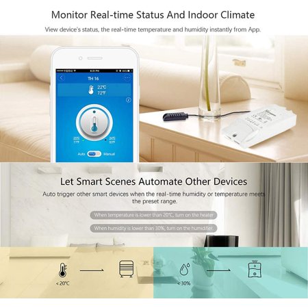 SONOFF TH16 WiFi Wireless Smart Switch Monitoring Temperature Humidity  Wireless Home Automation Kit Compatible with Alexa Google Home Nest 15A  3500W | Walmart Canada