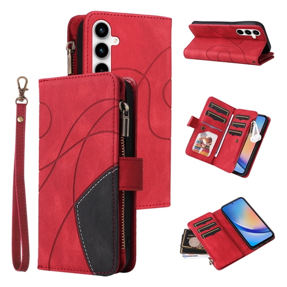 Phone Case for Samsung Galaxy A35 5G, Zipper Storage Bag 9 Card Slots Shockproof Wallet Cover for Samsung Galaxy A35 5G