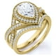 thumbnail image 1 of JeenMata Conjunto Nupcial de Moissanita de Corte Pera de 1,5 Quilates - Conjunto Nupcial - Anillo Art Déco - Anillo con Halo - Anillo de Racimo - Oro Amarillo de 18 K sobre Plata, 1 of 6