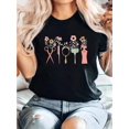 thumbnail image 1 of Women's Floral Hair Stylist Graphic T-Shirt - Round Neck, Short Sleeve, Soft Cotton Blend, Black Design, Perfect for Salon or Casual Outfits, 1 of 6