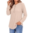 thumbnail image 3 of Fantaslook Waffle Long Sleeve Shirts for Women Button Up V Neck Henley Blouses Dressy Casual Fall Tops, 3 of 8