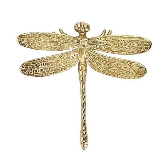 Brass Dragonfly Cabinet Knobs – Golden Tone Drawer Pulls for Cupboard, Dresser, Bathroom Decor, Natural Home Furniture Hardware