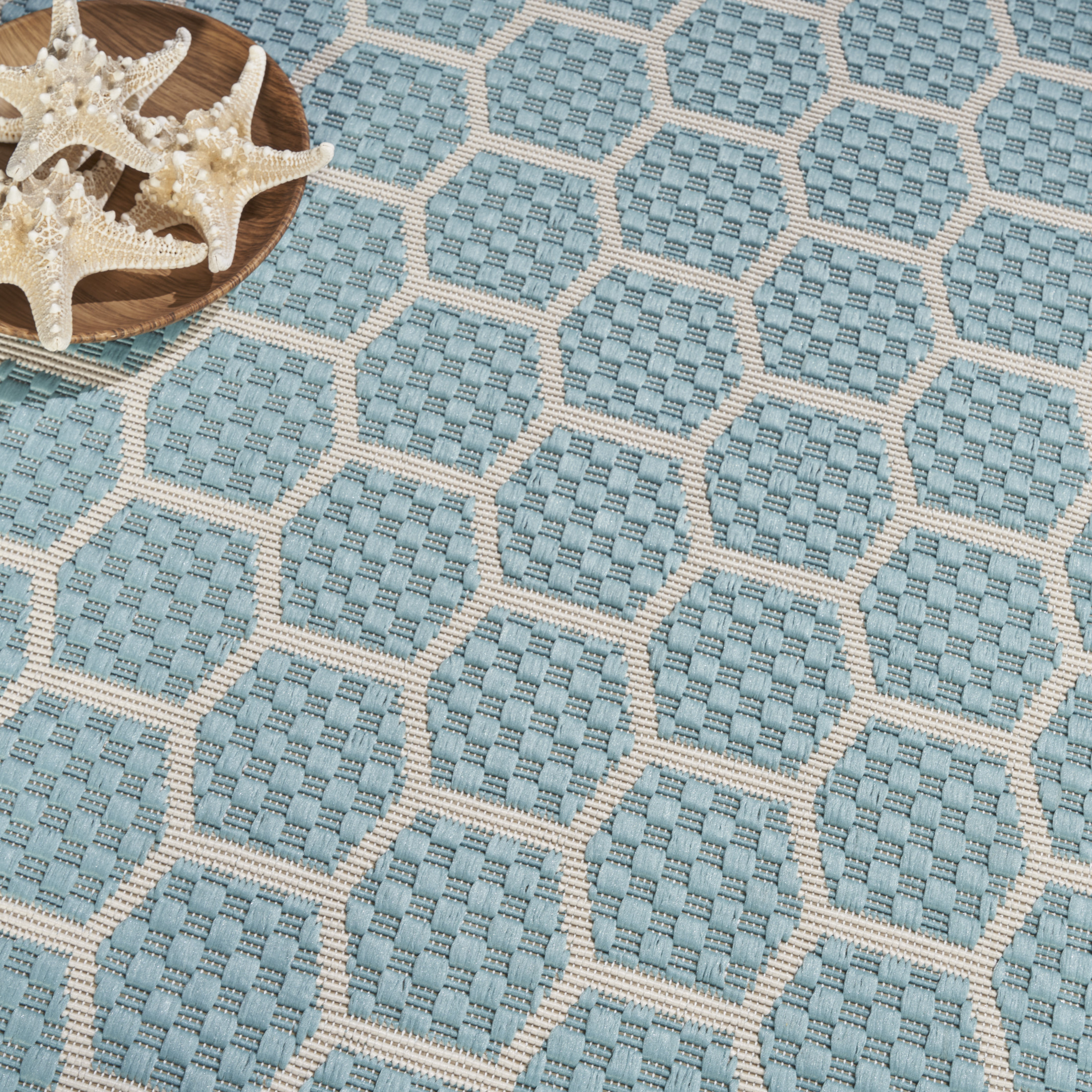 Nourison Twist Reversible 8' x Round Aqua Modern Rug