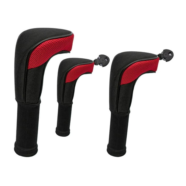 3 fundas de cabeza de golf de malla con etiqueta de número para la caja del Rojo Sharpla Funda para palos de golf