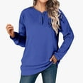 thumbnail image 2 of cfhntfmh Women's Sweatshirt Casual Long Sleeve Tunic Henley Tops Loose Comfy Button Shirts Pullover Fall Winter Outfits（Blue,XX-Large), 2 of 7