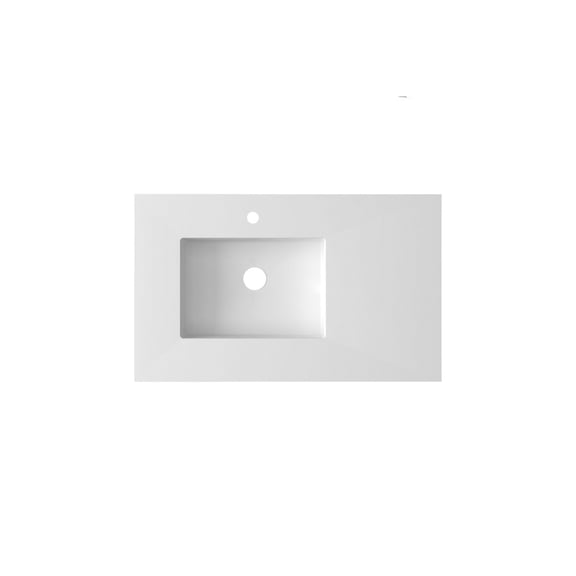 VIVA Stone 36" Left Sink Matte White - Solid Surface Countertop