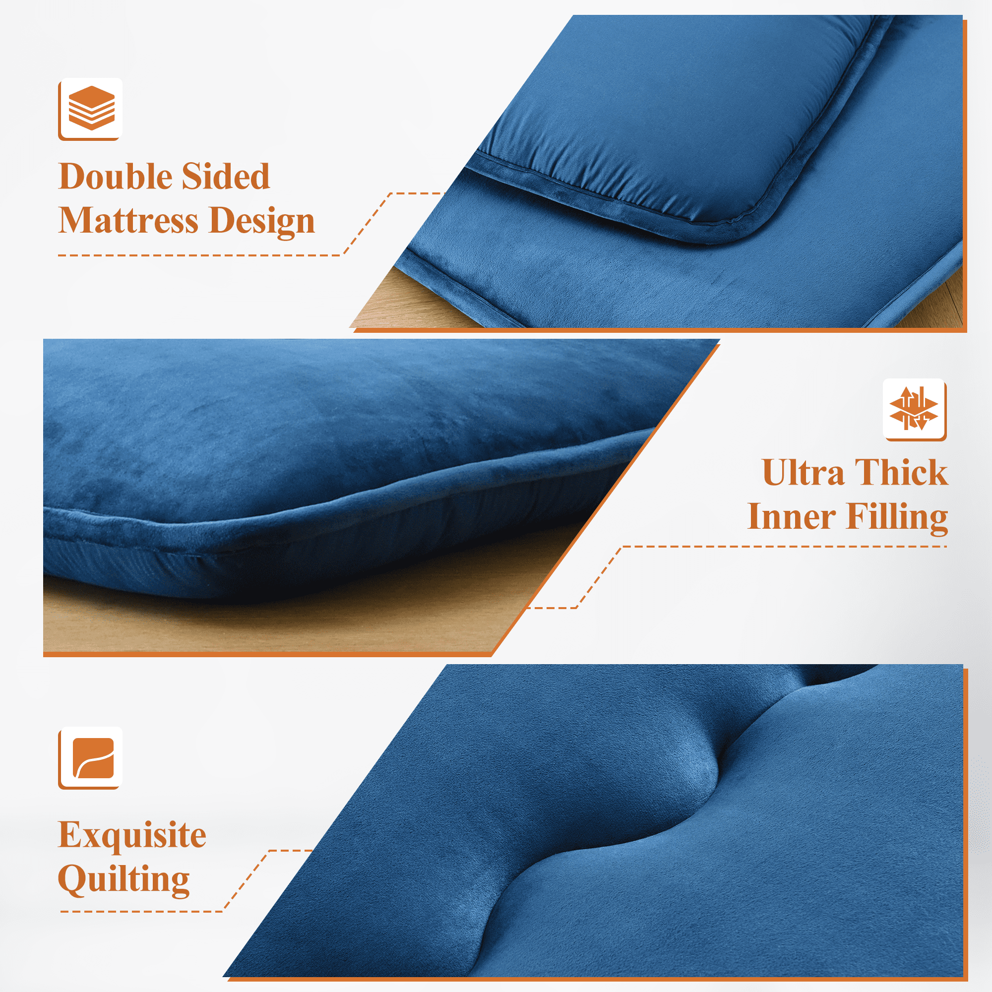 Japanese Floor Mattress Futon Mattress Sleeping Mat Blue Camping Mattress Queen