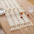 thumbnail image 6 of Fancy Homi Tan Boho Cotton Polyester Table Runner 60 Inches Long, Farmhouse Macrame Table Runners with Tassels for Home Party Bohemian Rustic Bridal Shower Kitchen Dining Decor 12x60 Inches, 6 of 7