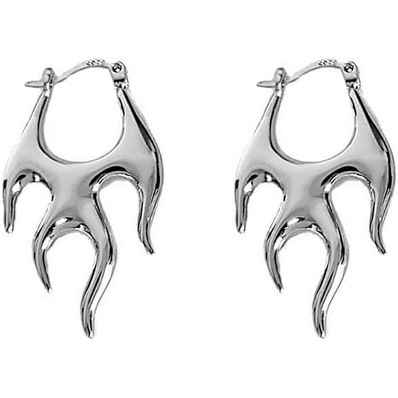 Punk Flame Hoop Earrings for Women Minimalist Dangle Drop Huggie Hoops Statement Earrings Small Hoop Christmas Ear Jewelry Gifts Hypoallergenic