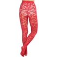 thumbnail image 2 of ToBeInStyle Women's Spandex Sheer Pantyhose w/ Woven Floral Design - Red, 2 of 6