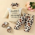 thumbnail image 2 of Baby Girls 3Pcs Fall Outfits Long Sleeve Lace Ruffle Romper + Pants + Headband Set Infant Clothes, 2 of 7