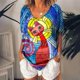 thumbnail image 1 of Camisetas con cuello en V en 3d para mujer, camisetas de manga corta con estampado de gatos bonitos, camisetas informales Kawaii a la moda, ropa divertida para mujer, 1 of 4