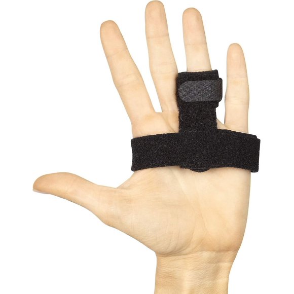 Finger Splint Brace - Middle, Pinky, Pointer, Ring And Thumb Support - Palm Strap Included - Straighten Curved Or Broken Fingers - Adjustable