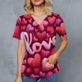 thumbnail image 4 of Womens Valentine Day Scrub Tops Love Heart Print Short Sleeve Cute Nursing Workwear Medical V Neck Quick Dry Scrub Tops with Pockets, 4 of 4
