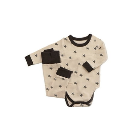 

Lumento Infant Jumpsuit Set Long Sleeve Romper Outfit 2Pcs Bodysuit + Pants Cute Playsuit Buttons Apricot 66cm
