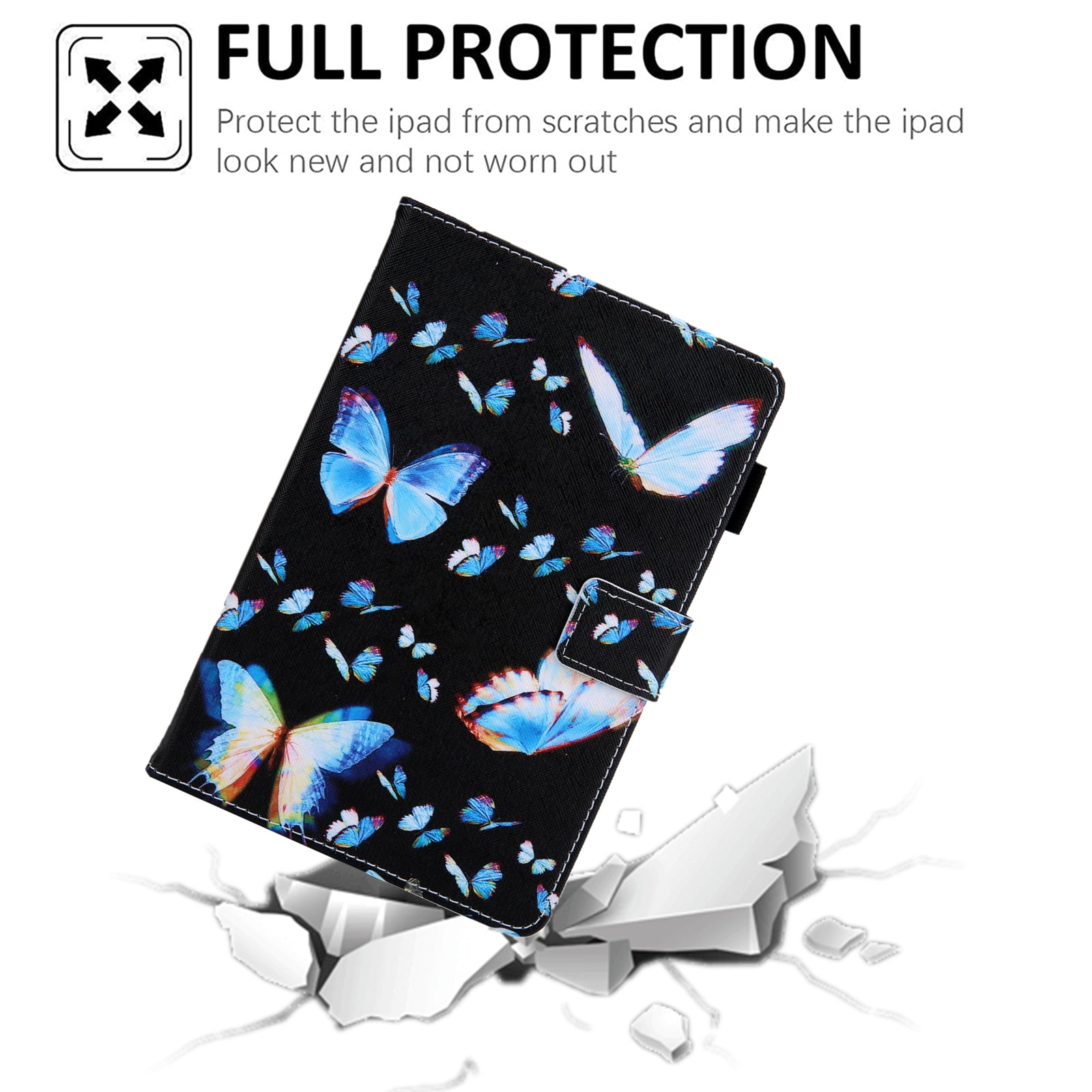 Dteck for iPad 10th Generation Case (2022 Release), iPad 10.9 Inch Smart Protective Cover with Pencil Holder, Multi-Angle Viewing Stand Pocket Folio Leather Cases for Women Men, 2-Butterfly