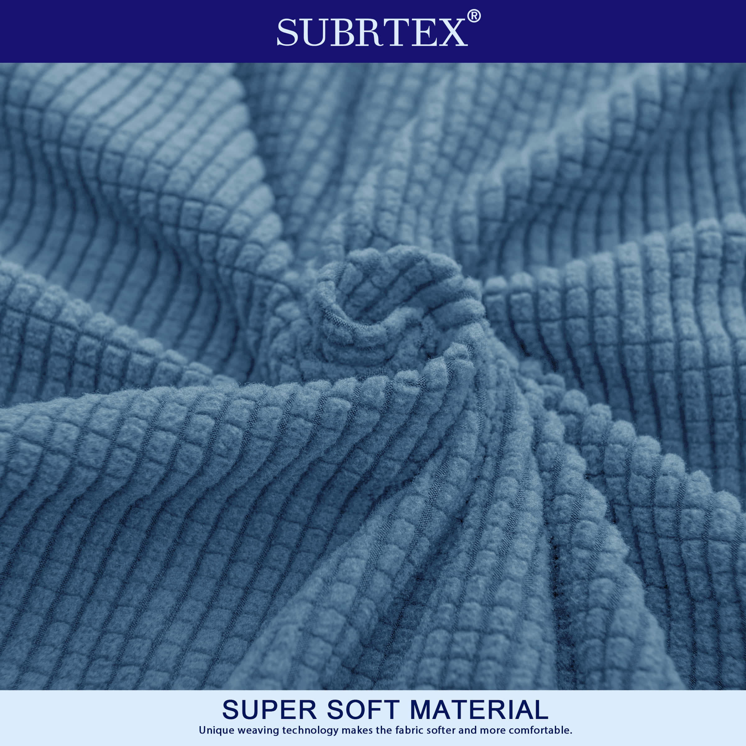 Subrtex Texture Jacquard and Polyester Sofa Slipcover, Denim Blue