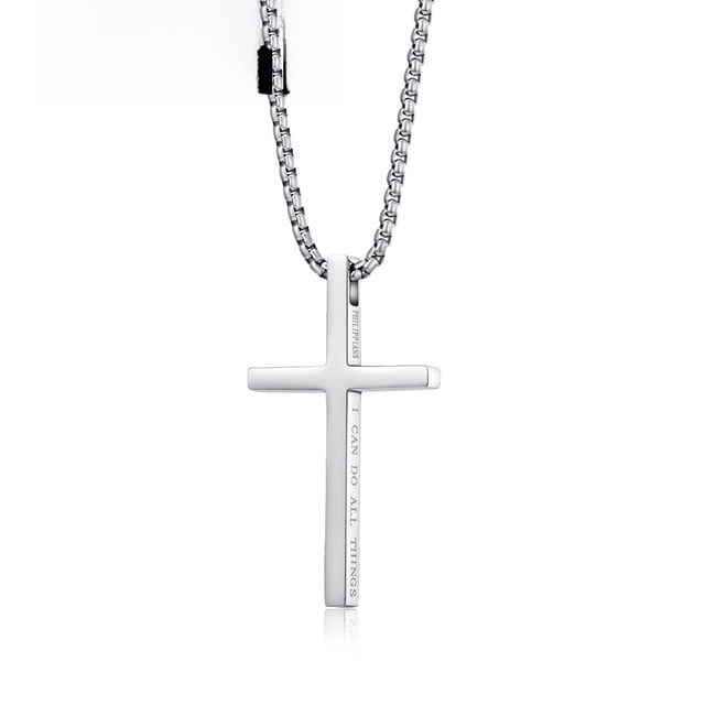 Colgante de collar con cruz de acero inoxidable de joyería con diseño generoso y sencillo.