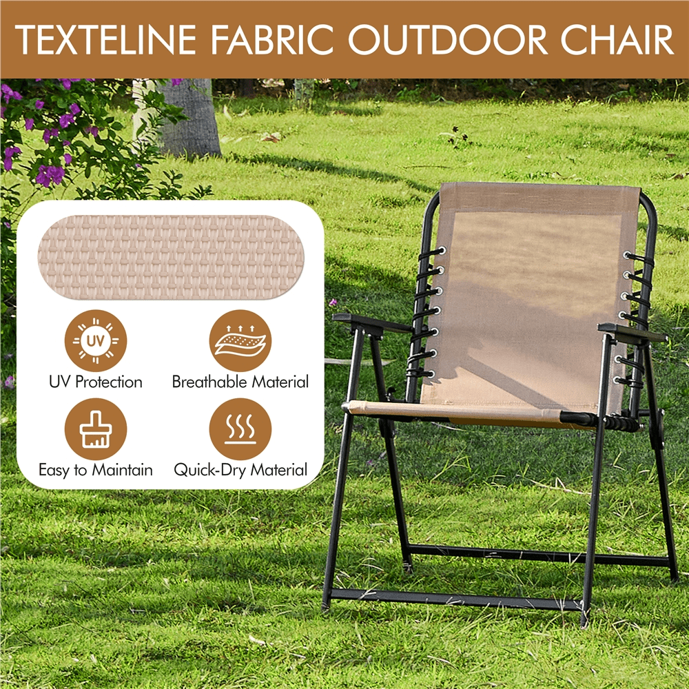 Renwick Set of 2 Outdoor Folding Dining Chairs with Armrests, Beige