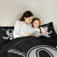 thumbnail image 4 of Homewish Personalized Initial Q Bedding Comforter Set 7-Piece for Kids Boys Girls, Ice Hockey Sport King Bedding Sets, Black and Gray Bed Sheets, Luxury Bedroom Decor, 4 of 8