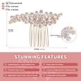 thumbnail image 5 of Miallo Rose Gold Sparkling Crystal Bridal Hair Comb Featuring Marquise Leaf Cluster for Elegant Wedding Hairstyles, 5 of 8