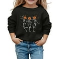 thumbnail image 2 of LIIPEE Girls Boys Sweatshirts Halloween Cartoon Skeleton Pumpkin Graphic Printed Long Sleeve Round Neck Pullover Sweatshirt Toddler Classic Family Gatherings Hoodies,Black,2-3 Years, 2 of 3