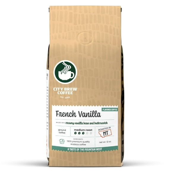 City Brew French Vanilla Flavored Medium Roast Ground Coffee, 12 Ounce