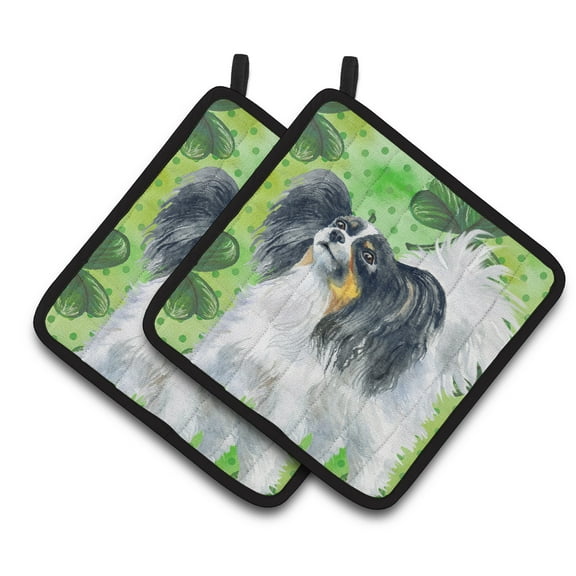 Caroline's Treasures Papillon St Patrick's Pair of Pot Holders