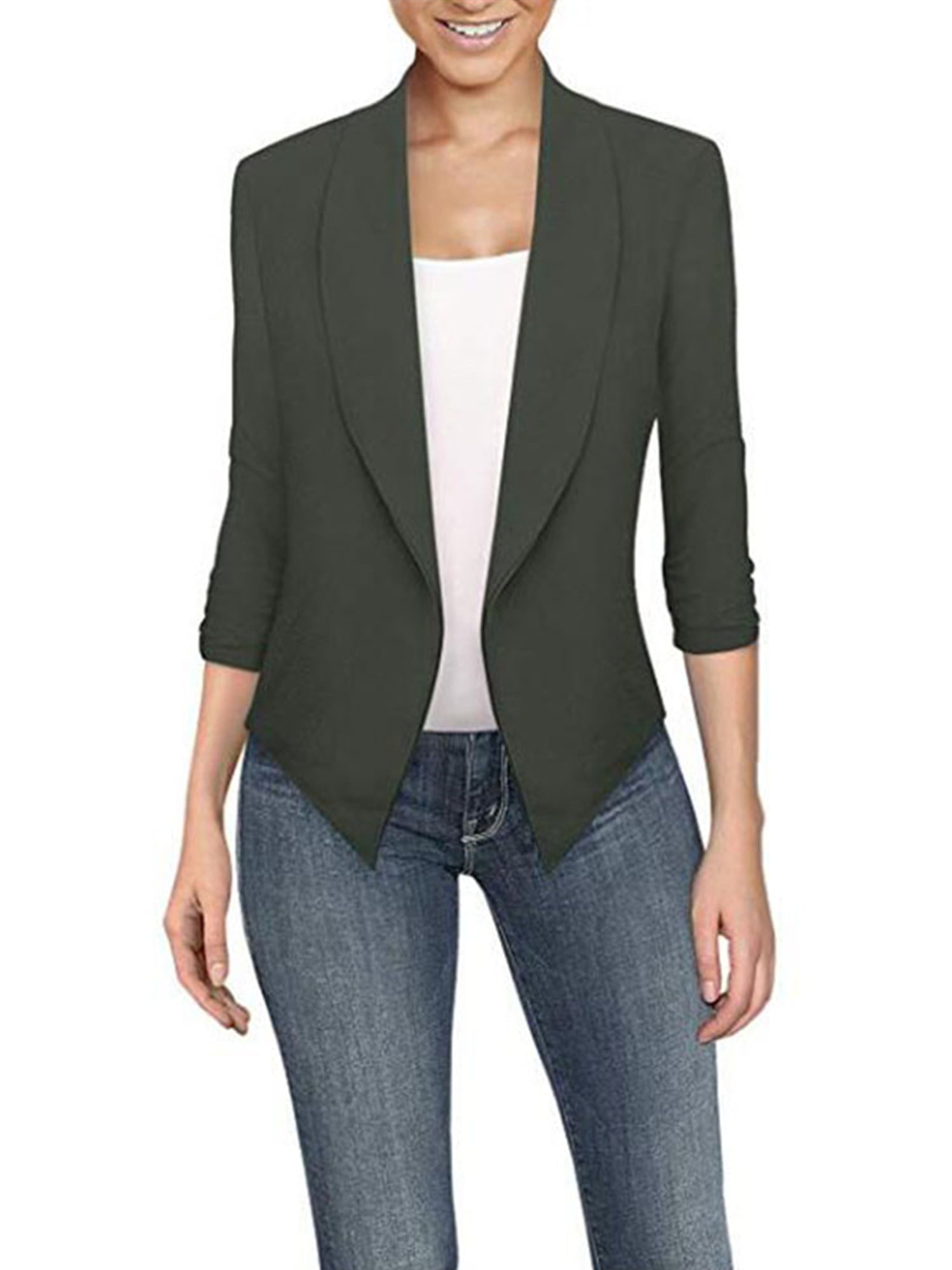 Women's Plus Size Sleeveless Crepe Mock Pocket Long Blazer Waistcoat Jacket Top 