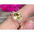 thumbnail image 5 of 10k Rose Gold 2.75 Carat 6mm Round Cut Champagne Diamond Moissanite Trio Set Engagement Ring Halo Stacking Matching Band, 5 of 6