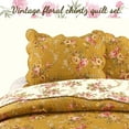 thumbnail image 3 of Cozy Line Home Fashions French Country Floral Blooming Queen 3-Piece Cotton Reversible Quilt Set, 3 of 7