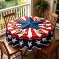 thumbnail image 6 of Win s Way Patriotic Star Round Tablecloth 4th of July Independence Day Round Tablecloth American Themed Party Table Cover Round Tablecloth Red White Blue Starburst Pattern Outdoor Picnic BBQ Decor, 6 of 7