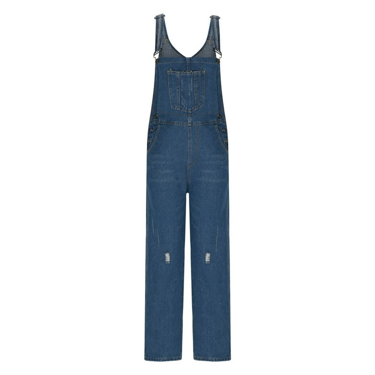 YYUIJK Women Casual Wide Leg Denim Dungaree Jumpsuit Loose Fit
