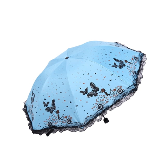 kurtrusly Versatile Dual Umbrella For Sun And Rain Protection Dual- Umbrella Lace Side Umbrella Sun Umbrella blue 1Set