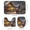 thumbnail image 3 of Santa Claus Reindeer Vintage 4PCS Shower Curtain Sets with Rugs with Non-Slip Bath Mat Toilet Rug，72" X 72", 3 of 8