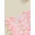 thumbnail image 5 of FEORJGP Kids Girl Summer One-piece Jumpsuits 9M 12M 18M 2T 3T 4T Toddler Baby Ruffle Sleeveless Romper Round Neck Bodysuits Shorts Floral Print Beltedn Cute Casual Clothes for Daily Vacation, 5 of 6