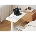 thumbnail image 7 of Medical Overbed Adjustable Bedside Table with Hidden Casters, Pneumatic Mobile Rolling Laptop Standing Desk with Tray for Home and Hospital Use, White, 7 of 7
