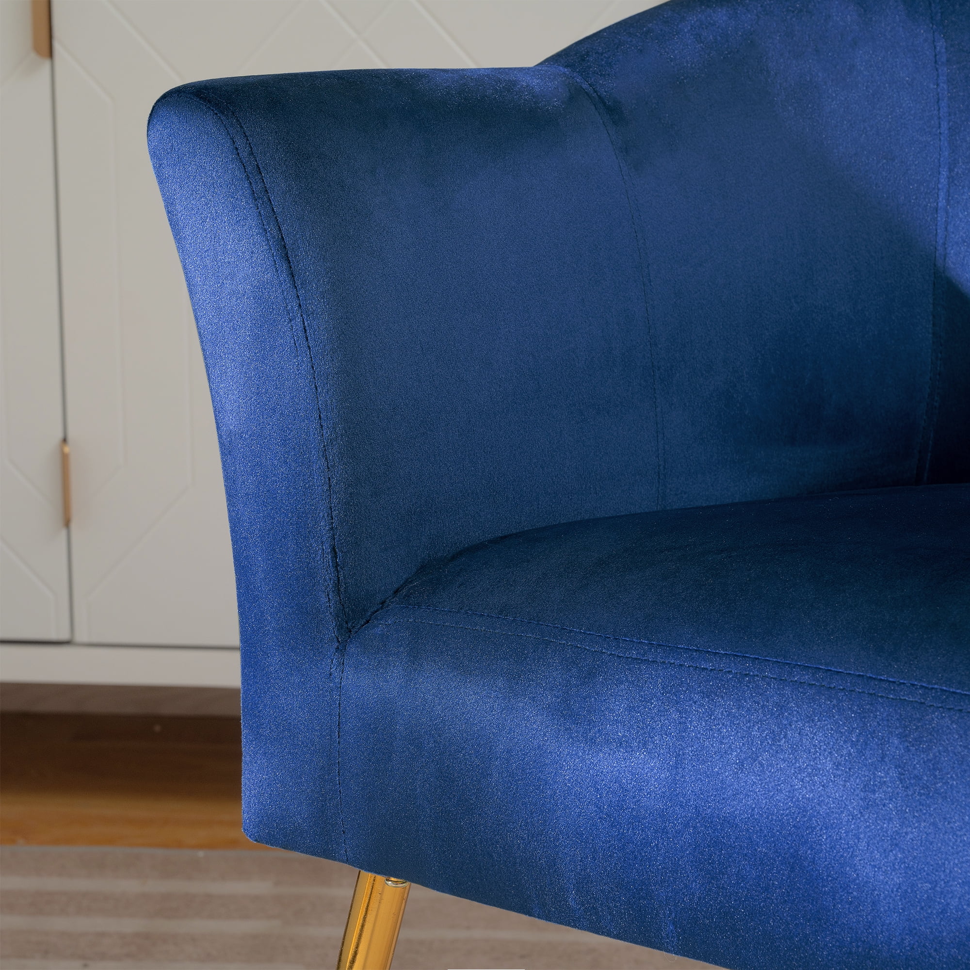 YYAo Velvet Accent Chair, Upholstered Comfy Armchair with Metal Legs for Bedroom, Living Room, Blue YYAo Velvet Accent Chair, Upholstered Comfy Armchair with Metal Legs for Bedroom, Living Room, Blue