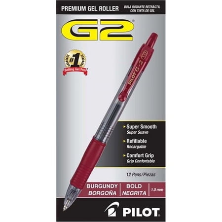 Pilot of America 31646 1.0 mm G2 Retractable Gel Pen - Burgundy