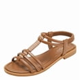 thumbnail image 5 of Women's Bohemian Flat Roman Sandals - Beaded Cut-out Open-Toe Sandals with Elastic Strap, 5 of 23