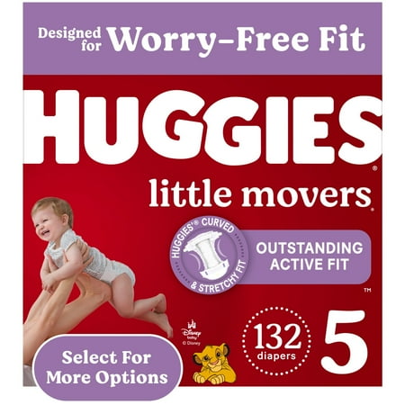 Huggies Little Movers Baby Diapers Size 5 (27+ lbs) 132 Ct
