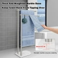 thumbnail image 3 of Standing Towel Rack, 304 Stainless Steel 2-Tier Towel Holder Stand with Marble Base, Modern Stylish Tall Shower Towel Bar for Bathroom Accessories, Pool（Brushed Nickel）, 3 of 8