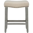 thumbnail image 5 of 24" Inch Upholstered Saddle Seat Bar Stool, Antique Gray/Beige, 5 of 5