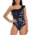 thumbnail image 2 of Pieces Of Pi ( Purple ) One Shoulder Ruffle Swimsuits Bodysuit One Piece Swimwear Women New Female Beach Swimsuit Pi Math Pi, 2 of 5