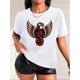 thumbnail image 1 of Camiseta De Mujer De Verano Ligera Básica Para Mochilero, Camping, CaminarWomen's Casual Graphic Tee - Winged Snake Design, Round Neck Short Sleeve T-Shirt, Breathable Polyester Fabric, White with R, 1 of 7