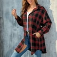thumbnail image 5 of Delliss Fall Plaid Shirt For Women Basic Lapel Button Casual Cardigan Top Long Sleeve Jacket, 5 of 9